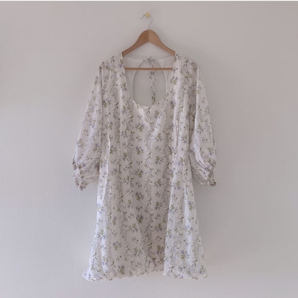 H&M x Brock Collection Lyocell Blend Floral Balloon Puff Sleeve Mini Dress XXL - Picture 14 of 15